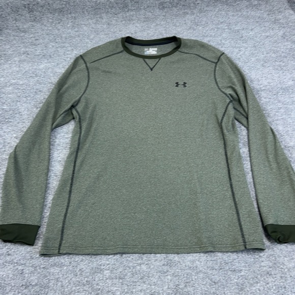 Under Armour UA Waffle Crew Thermal Shirt Mens 2XL Green Long Sleeve Knit - Picture 1 of 5